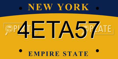 4ETA57 New York License Plate