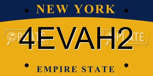 4EVAH2 New York License Plate