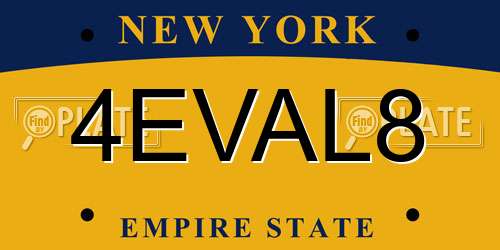 4EVAL8 New York License Plate