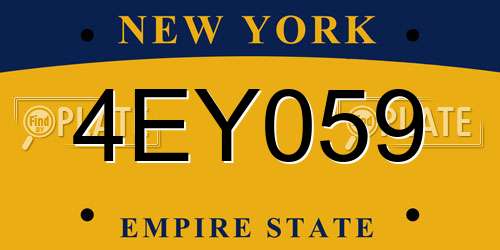 4EY059 New York License Plate
