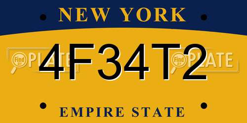 4F34T2 New York License Plate
