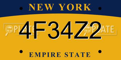 4F34Z2 New York License Plate