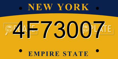 4F73007 New York License Plate