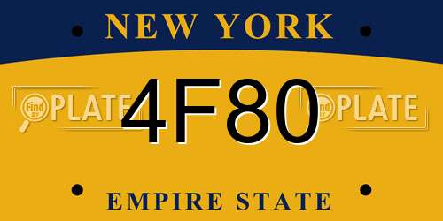 4F80 New York License Plate