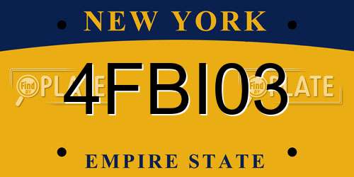 4FBI03 New York License Plate