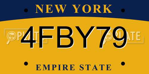 4FBY79 New York License Plate