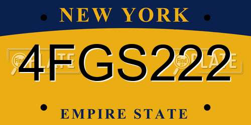 4FGS222 New York License Plate