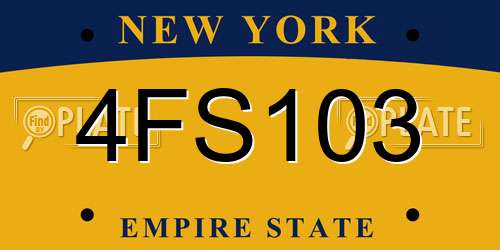4FS103 New York License Plate