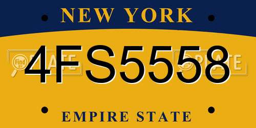 4FS5558 New York License Plate