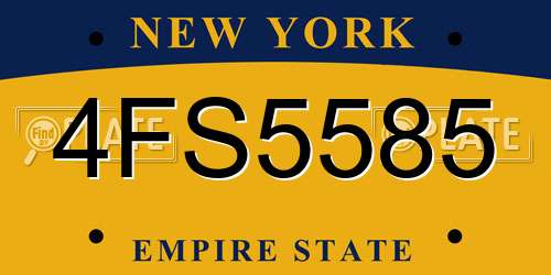 4FS5585 New York License Plate