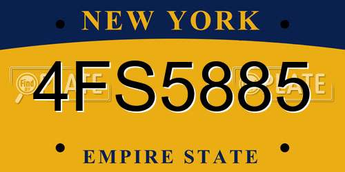 4FS5885 New York License Plate