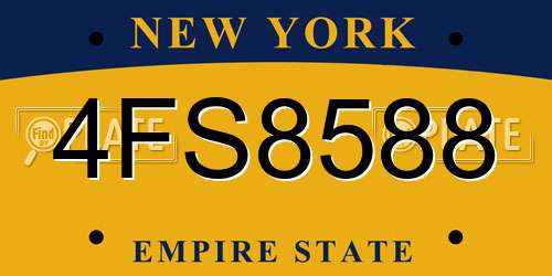 4FS8588 New York License Plate