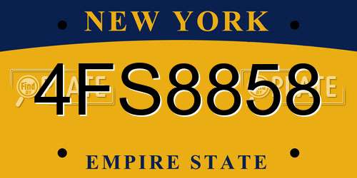 4FS8858 New York License Plate