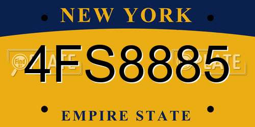 4FS8885 New York License Plate