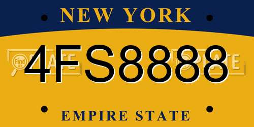 4FS8888 New York License Plate