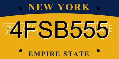 4FSB555 New York License Plate