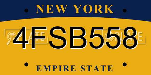 4FSB558 New York License Plate
