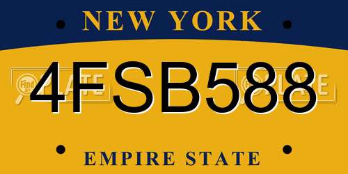 4FSB588 New York License Plate
