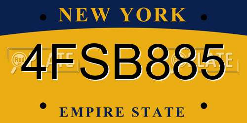4FSB885 New York License Plate