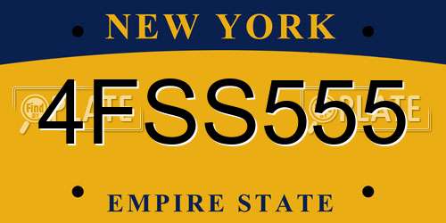 4FSS555 New York License Plate
