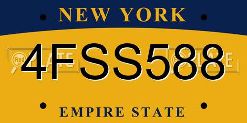 4FSS588 New York License Plate