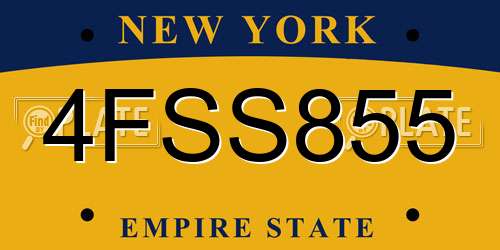 4FSS855 New York License Plate