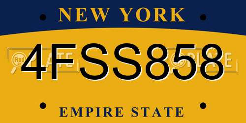 4FSS858 New York License Plate