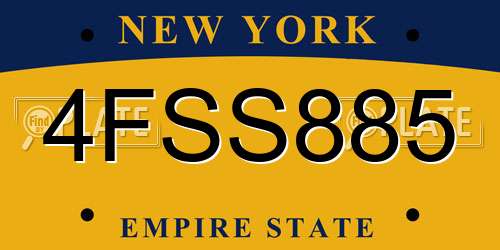 4FSS885 New York License Plate