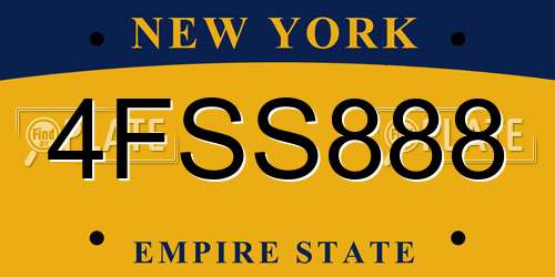 4FSS888 New York License Plate