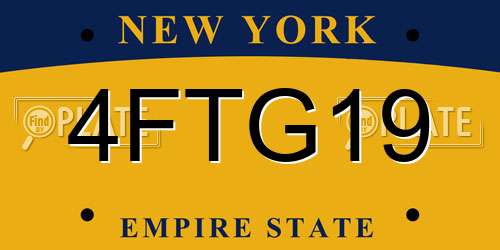 4FTG19 New York License Plate