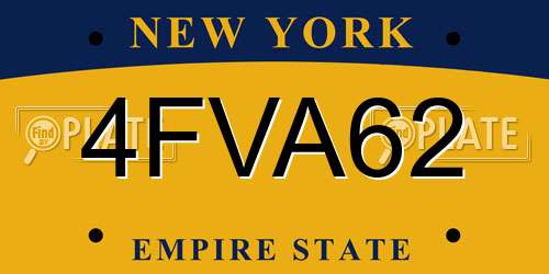 4FVA62 New York License Plate
