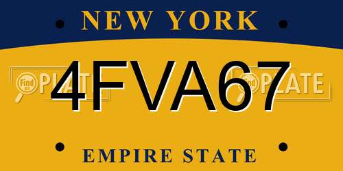 4FVA67 New York License Plate