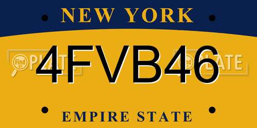 4FVB46 New York License Plate
