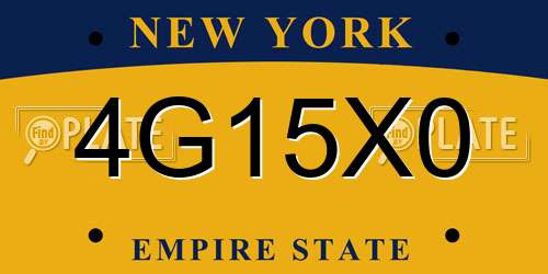 4G15X0 New York License Plate