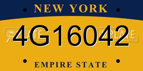 4G16042 New York License Plate