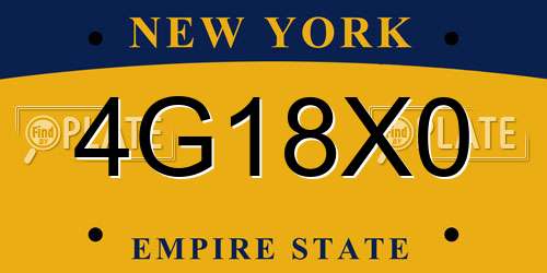 4G18X0 New York License Plate