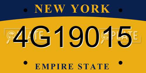 4G19015 New York License Plate
