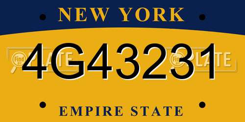 4G43231 New York License Plate
