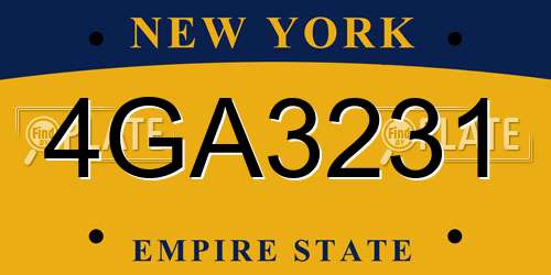 4GA3231 New York License Plate