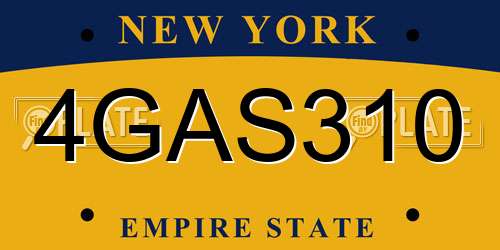4GAS310 New York License Plate