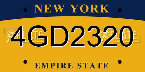4GD2320 New York License Plate