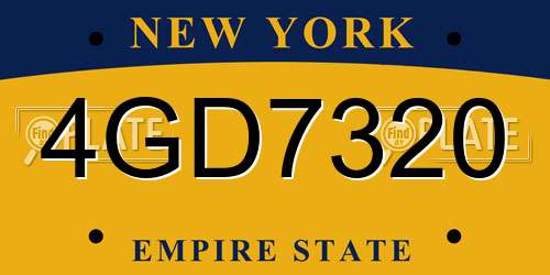 4GD7320 New York License Plate