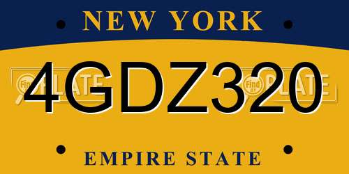 4GDZ320 New York License Plate