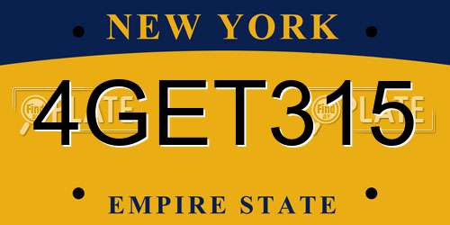 4GET315 New York License Plate