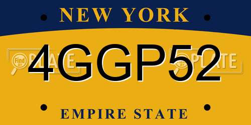 4GGP52 New York License Plate