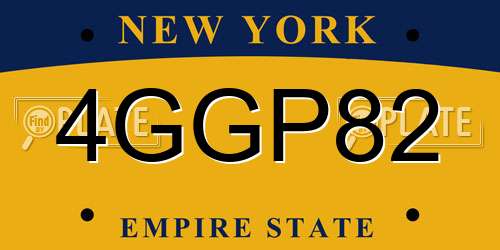 4GGP82 New York License Plate