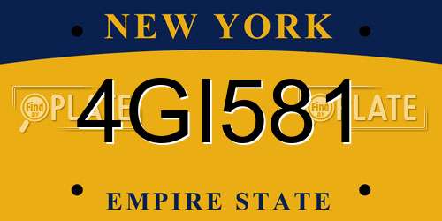 4GI581 New York License Plate