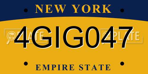 4GIG047 New York License Plate