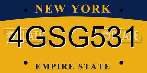 4GSG531 New York License Plate