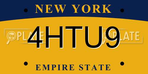 4HTU9 New York License Plate